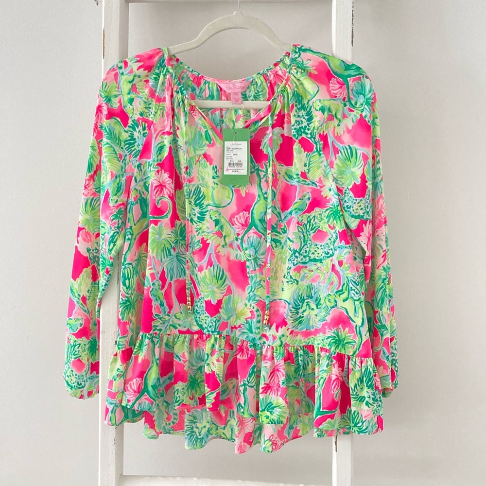 Lilly Pulitzer Tinsley Top in Pink and Green NWT